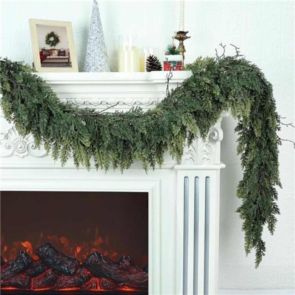 Realistic Christmas Garland for Mantle 6FT Real Touch Thick/Lush Artificial